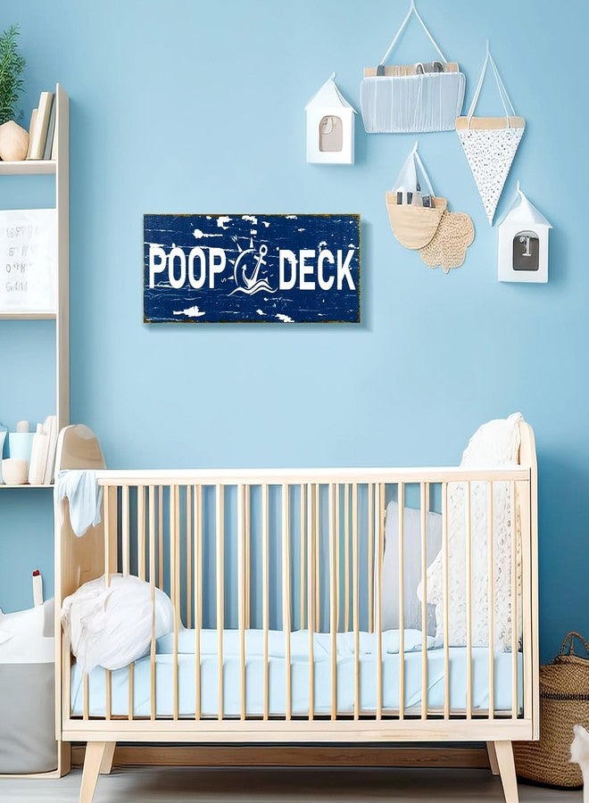 Bnesi Nautical Decor Poop Deck Sign Wall Art Rustic Wood Bathroom Wall Decor Coastal Beach Themed Room Decor Funny Gifts (style 1) - Image 2